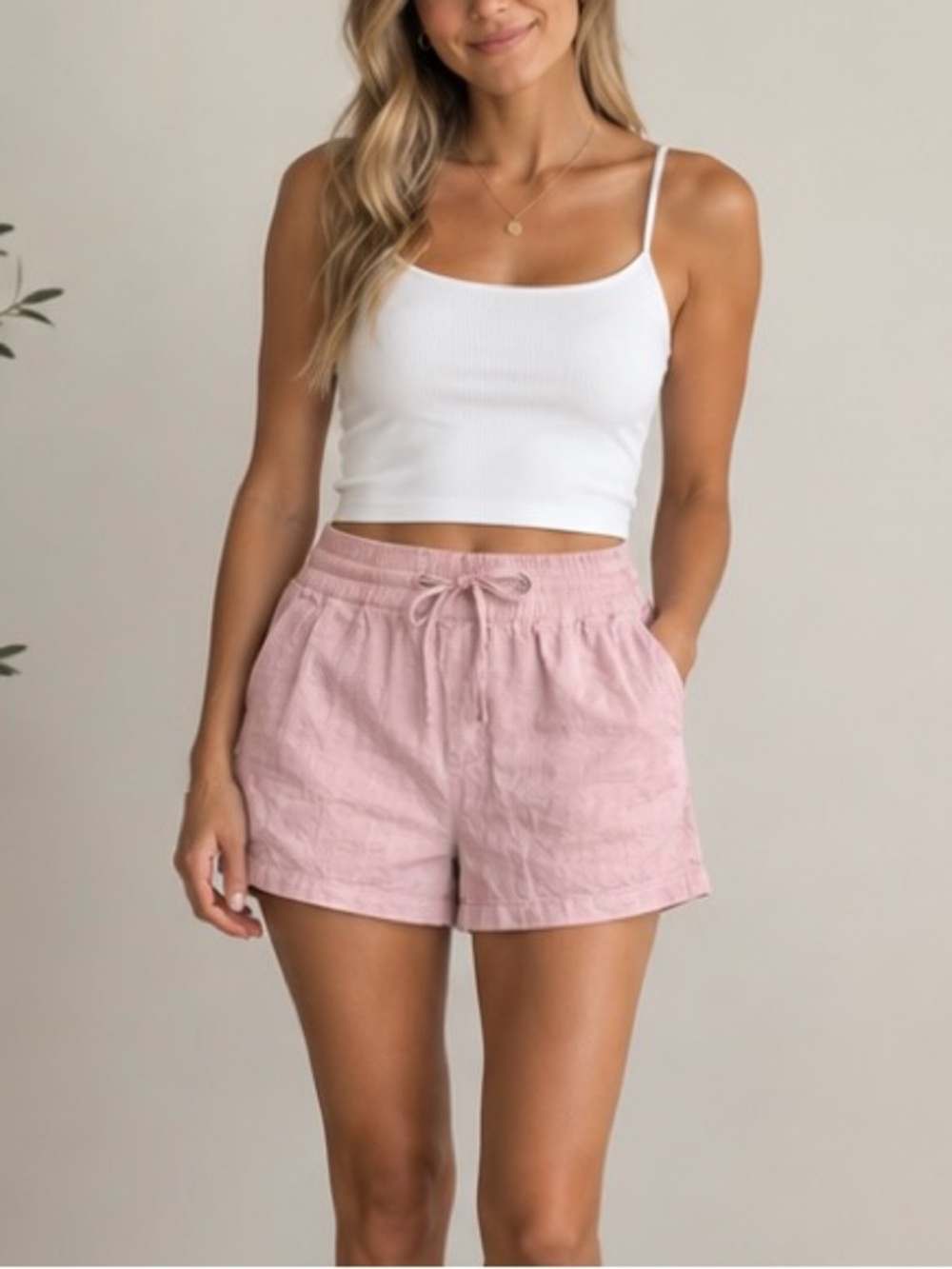 Theory Dusty Pink Drawstring Bermuda Shorts